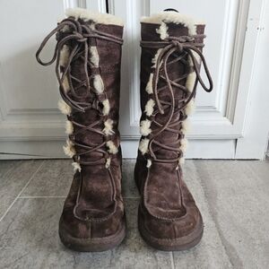 Authentic UGG Australia Uptown II Tall Whitley Lace-Up Suede Sheepskin Boots